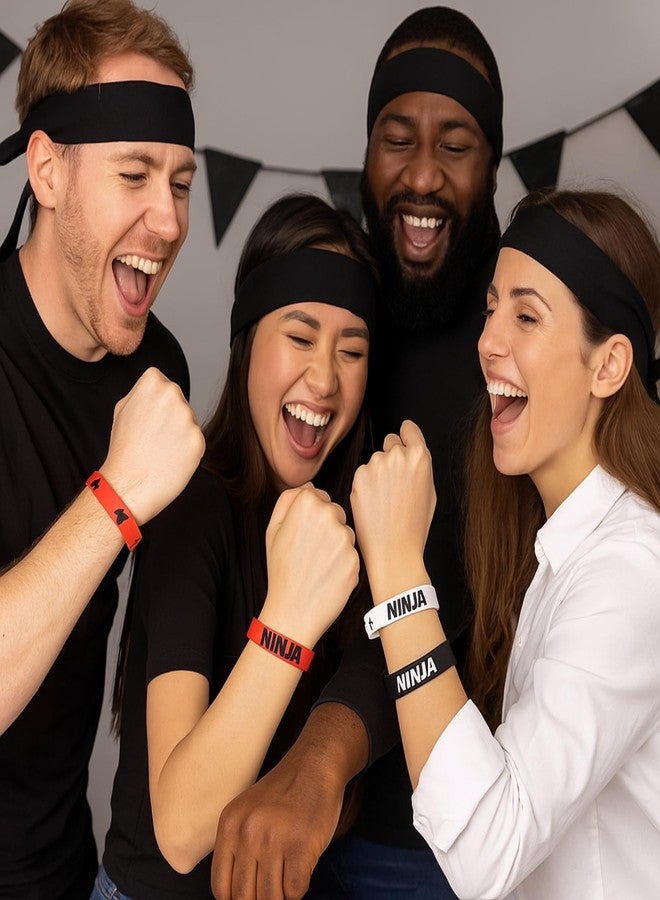 Deekin 30 Pieces Ninja Silicone Wristbands Bracelets Samurai Rubber Ninja Party Favors Bracelets Warrior Stretch Wristbands for Warrior Theme Party Favors Goody Bag Supplies, 3 Colors - Image 4